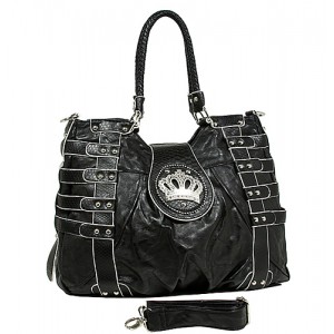 Crown Charm Tote Bags - Black - BG-GS2201BK